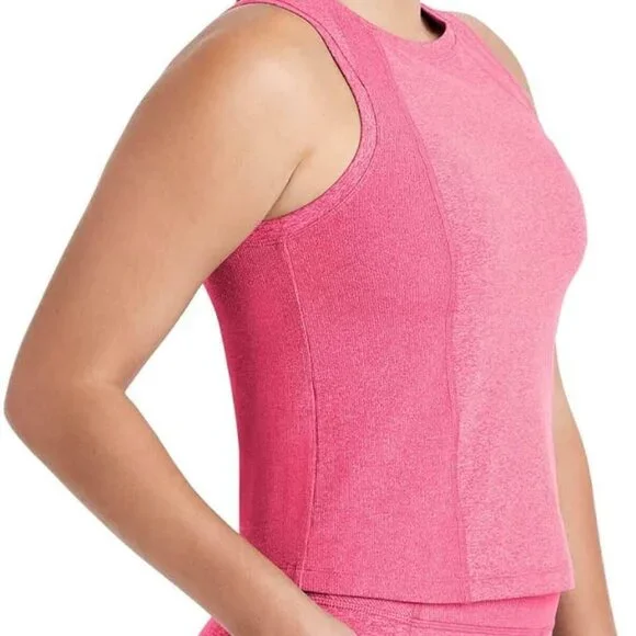 NWT Member's Mark Women's Pink Heather Soft Rib Cropped Tank Top Size Large - Picture 2 of 12